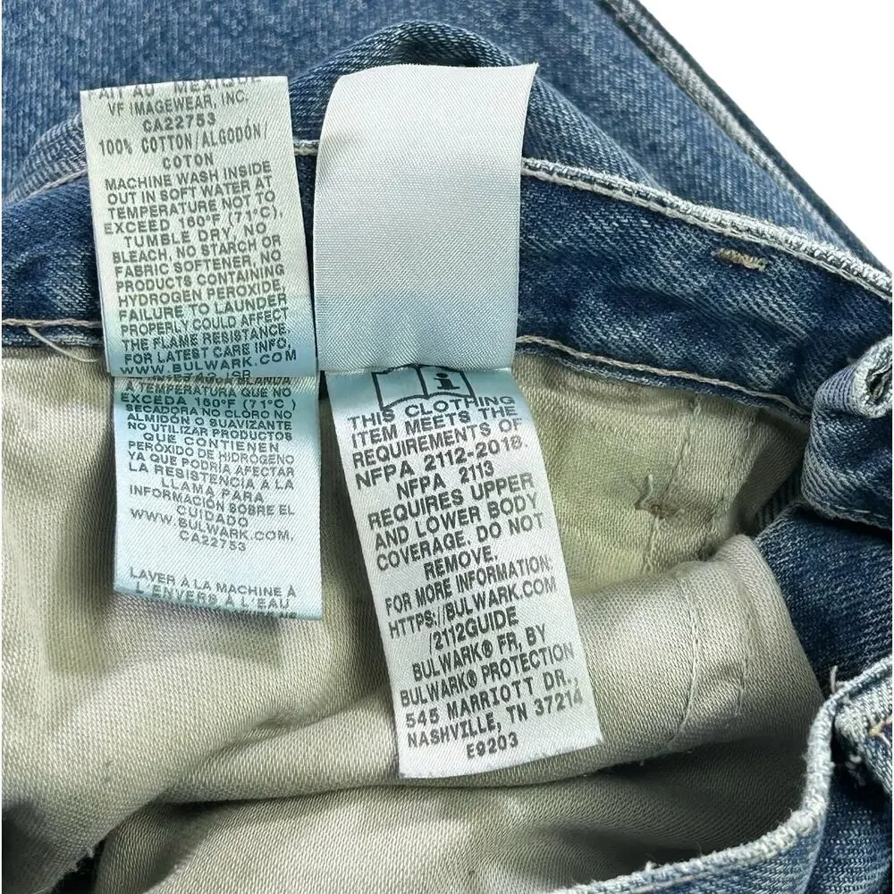 Bulwark FR Men Jeans Size 34 Blue Flame Resistant Carpenter Style Heavy Denim